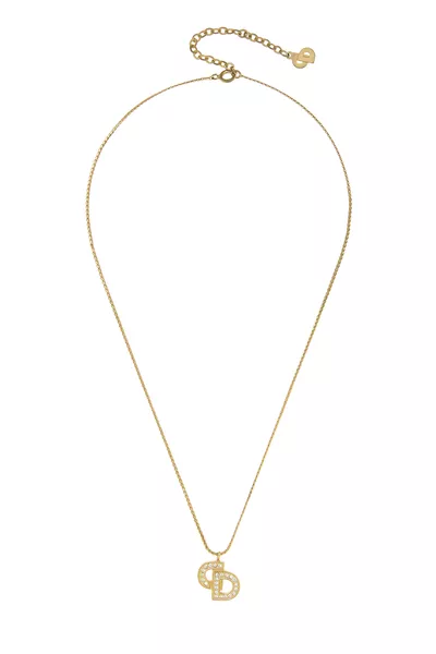 Gold & Crystal 'CD' Necklace