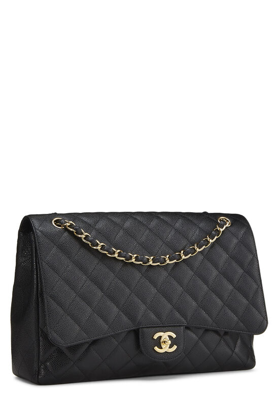 Chanel Maxi Classic Double Flap Black Quilted Caviar Bag