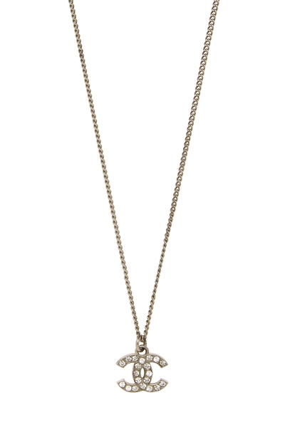 Silver Crystal 'CC' Necklace Small, , large