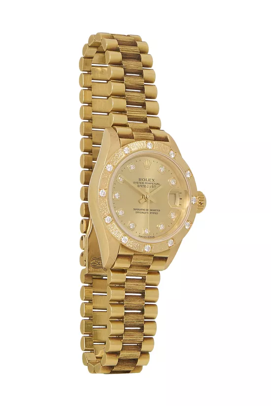 18K Yellow Gold & Diamond Bark Datejust President 69288 26mm, , large image number 0