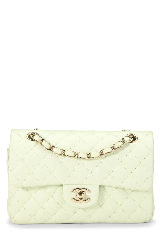 Green Quilted Caviar Classic Double Flap Small, , large image number 0