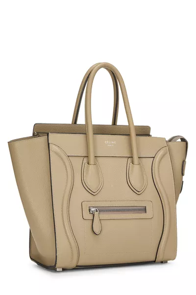 Beige Drummed Calfskin Luggage Micro, , large