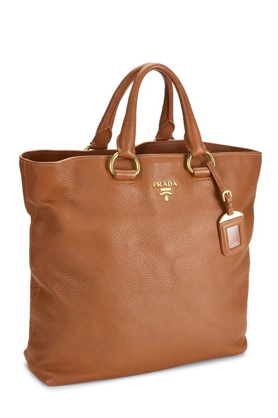 Orange Vitello Daino Shopping Tote Large, , large image number 1