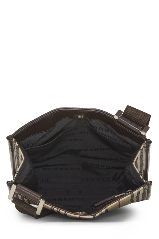 Brown Nylon Check Crossbody Bag, , large image number 5