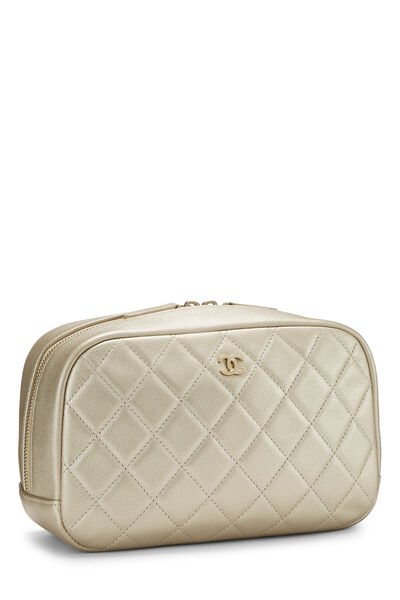 Gold Quilted Timeless Classic Pouch, , large