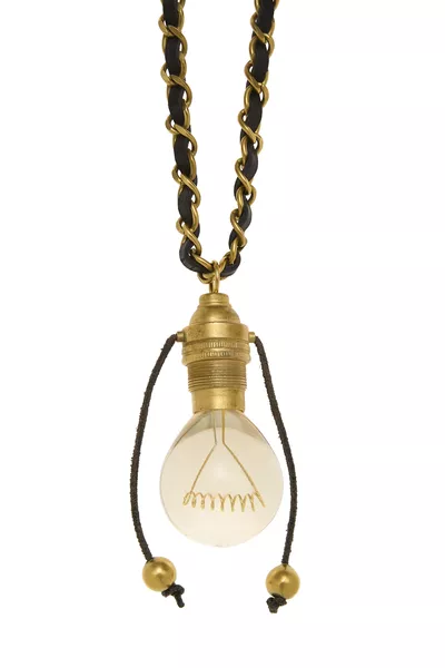 Gold Lightbulb Necklace, , large