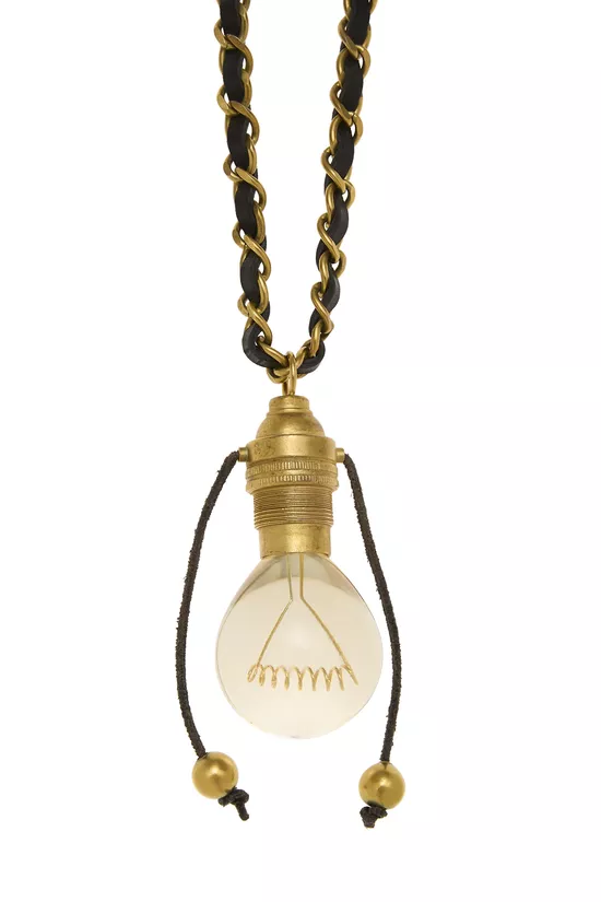 Gold Lightbulb Necklace, , large image number 1