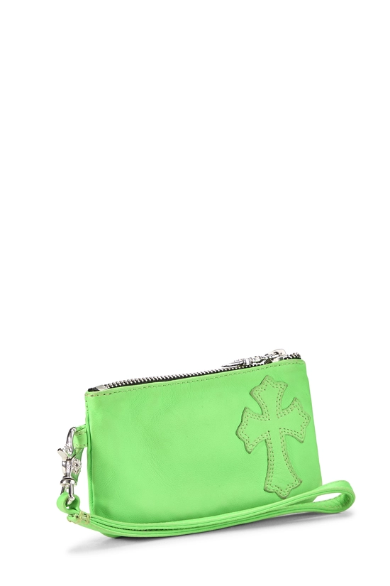 Green Leather Cross Patch Wristlet, , large image number 1