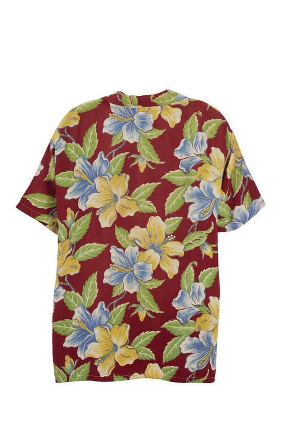 Burgundy Floral Hawaiian Shirt, , large image number 1