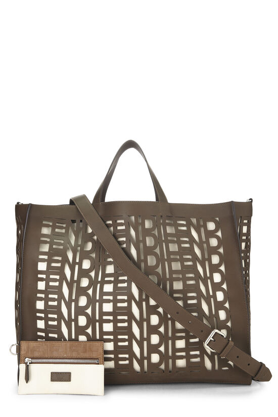 Brown Laser Cute Leather Tote, , large image number 3