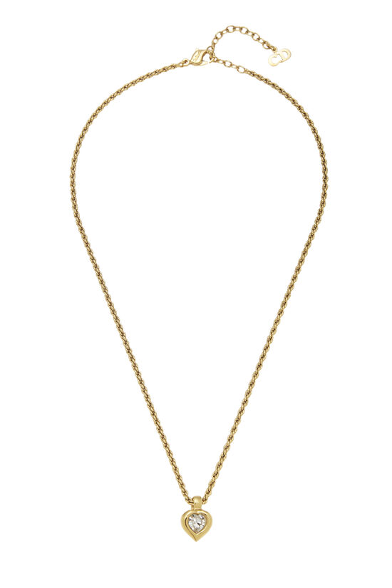 Gold & Crystal Heart Necklace, , large image number 0