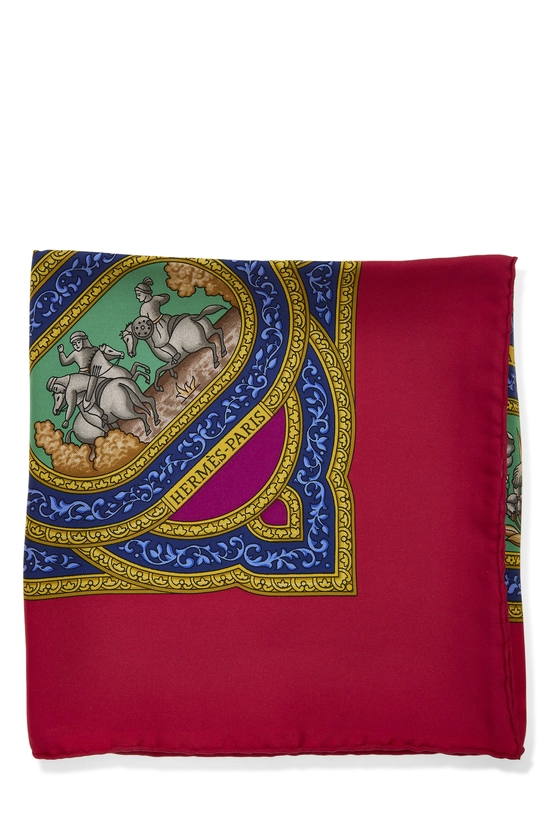 Red & Multicolor 'Qalamdan' Silk Scarf 90, , large image number 1