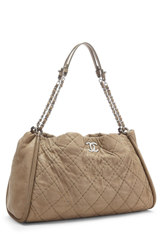 Beige Quilted Calfskin Shopping Tote , , large image number 1