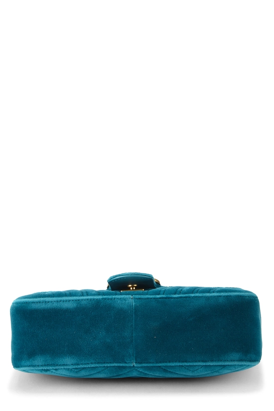 Blue Embroidered Velvet GG Marmont Shoulder Bag Small, , large image number 4