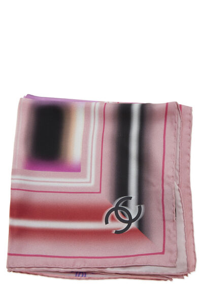 Pink & Black Grid Silk Scarf, , large