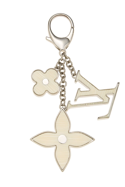 White & Silver Fleur d'Epi Bag Charm, , large