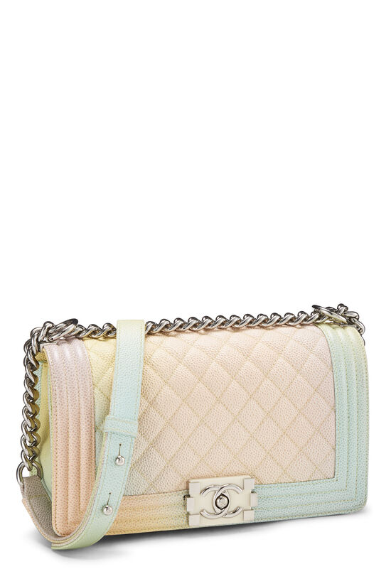 White Quilted Lambskin Rainbow Coco Handle Bag Mini