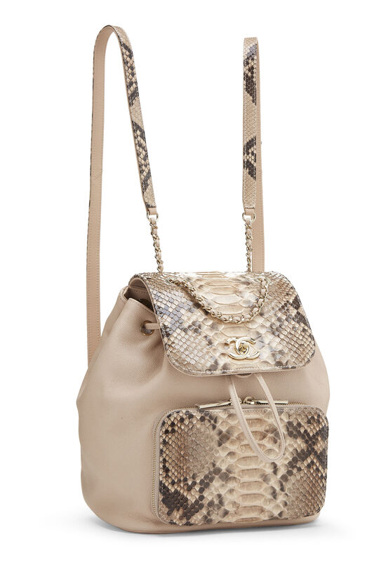 Beige Caviar & Python Business Affinity Backpack