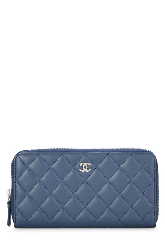 Blue Quilted Lambskin Classic Zip Wallet, , large image number 0