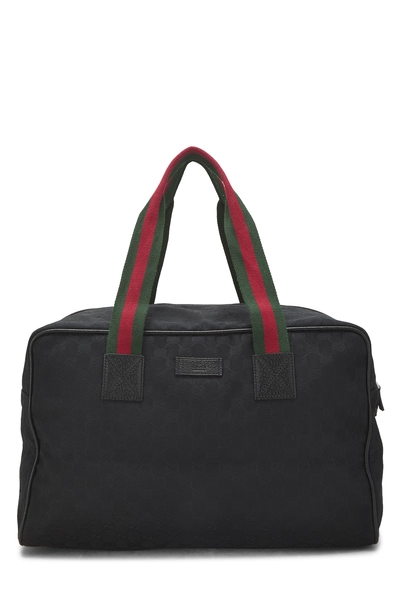 Black GG Canvas Web Carry On Duffle Large