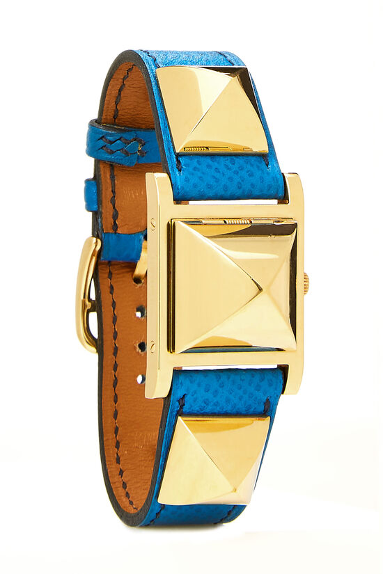Gold & Blue Leather Medor Watch, , large image number 0