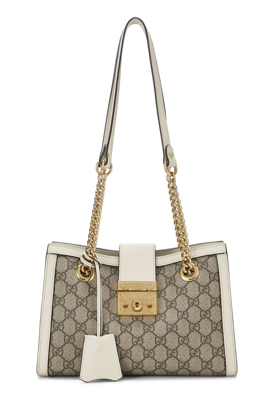 White GG Supreme Canvas Padlock Tote Small, , large image number 0