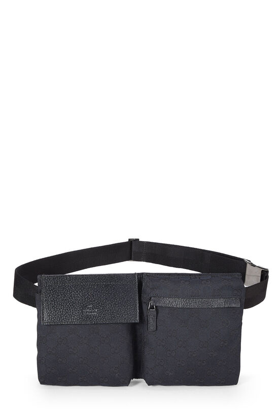 Black GG Canvas Double Pocket Waist Pouch Small, , large image number 0