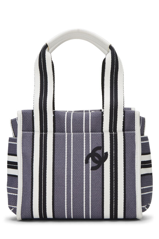 White & Navy Striped Canvas Handbag Small, , large image number 3