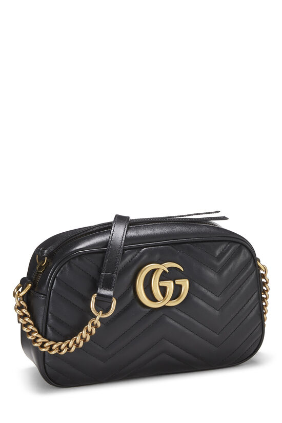 Black Leather GG Marmont Crossbody Bag, , large image number 1