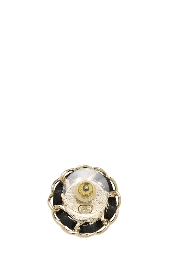 Purple Gold 'CC' Button Earrings, , large image number 1