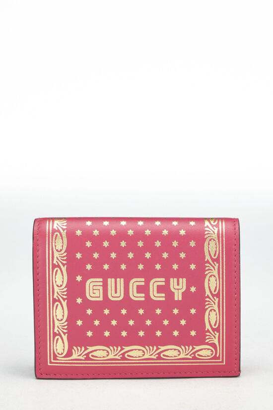 Pink Leather 'Guccy' Stars Card Case, , large image number 1
