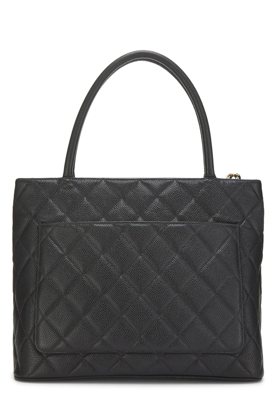 Black Quilted Caviar Medallion Tote, , large image number 3