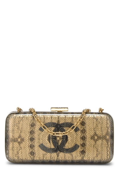 Gold Acrylic Lace Minaudi&egrave;re