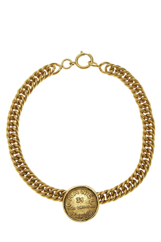 Gold Rue Cambon Coin Charm Choker, , large image number 0
