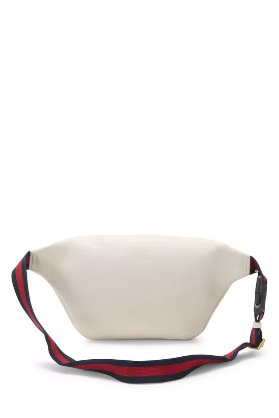 White Leather Logo Printed Belt Bag, , large image number 3