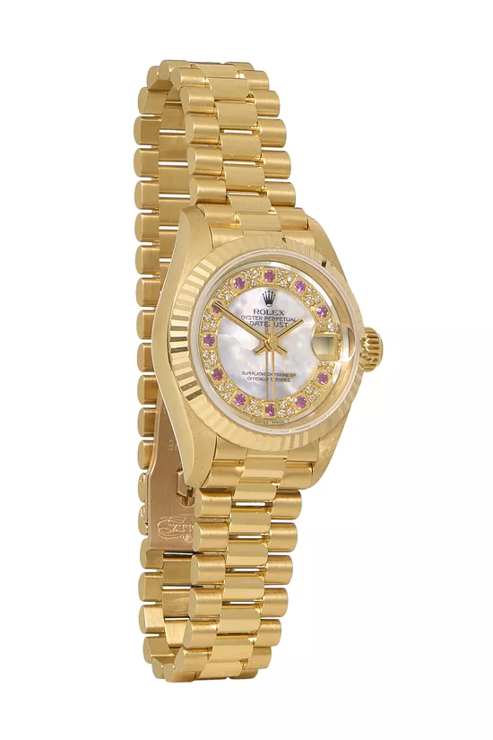 18K Yellow Gold Diamond & Ruby Datejust President 69178 26mm, , large image number 0