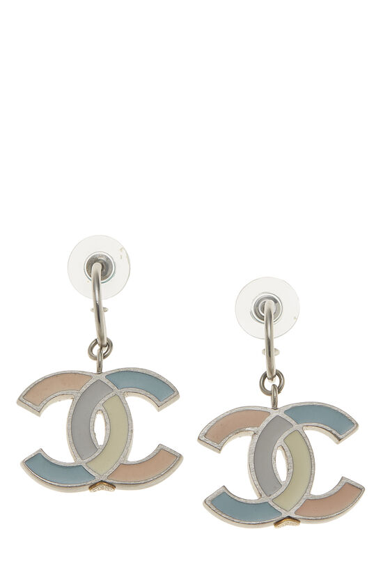 Multicolor Enamel 'CC' Dangle Earrings Large