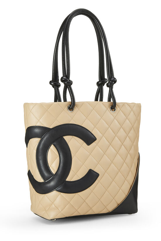 Beige Quilted Calfskin Cambon Tote Small, , large image number 1