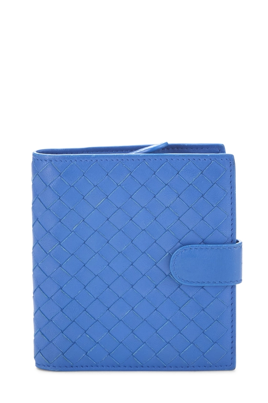 Blue Intrecciato Compact Wallet, , large image number 0