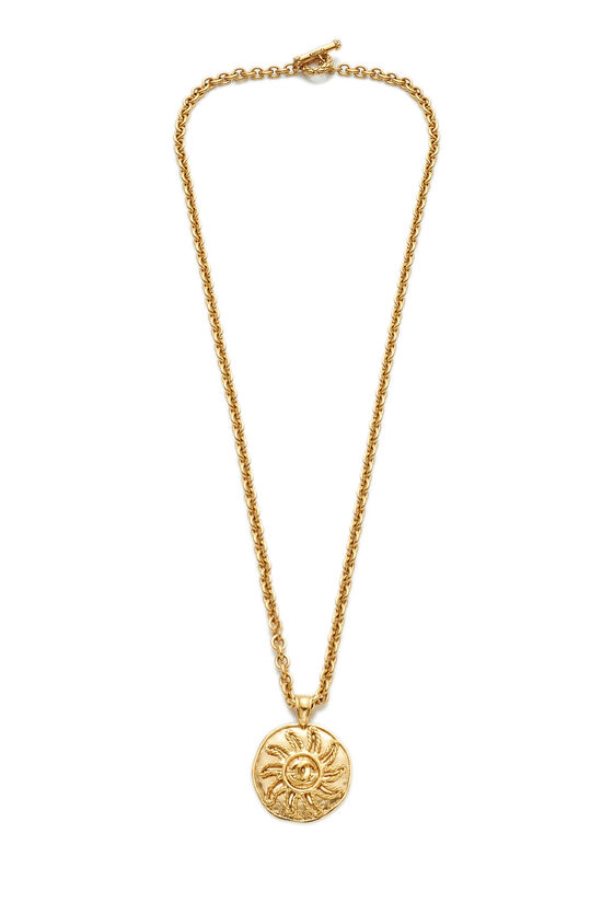 Gold 'CC' Sun Necklace, , large image number 0