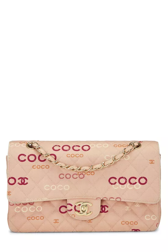 Pink Quilted Canvas Coco Classic Double Flap Medium, , large image number 0