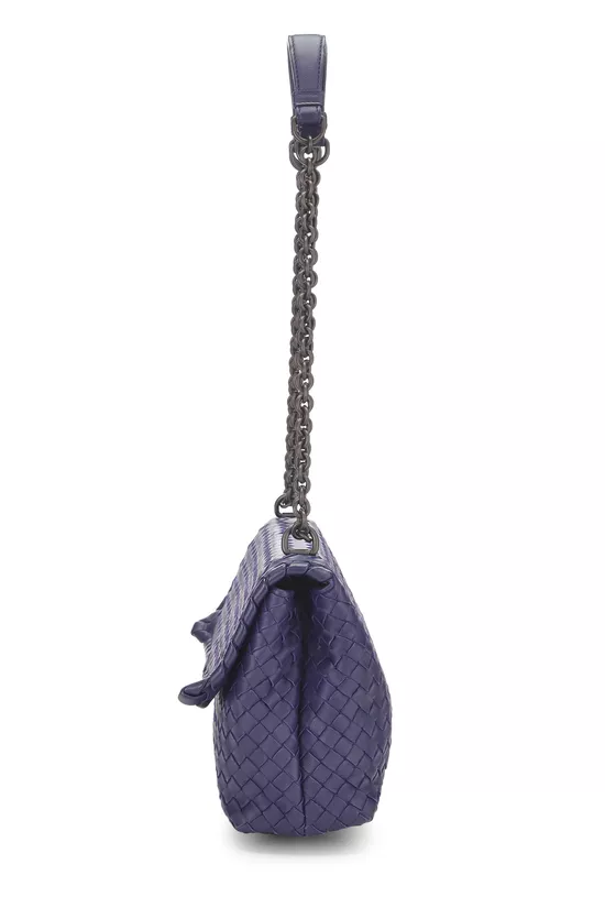 Purple Intrecciato Leather Olimpia Shoulder Bag Medium, , large image number 2