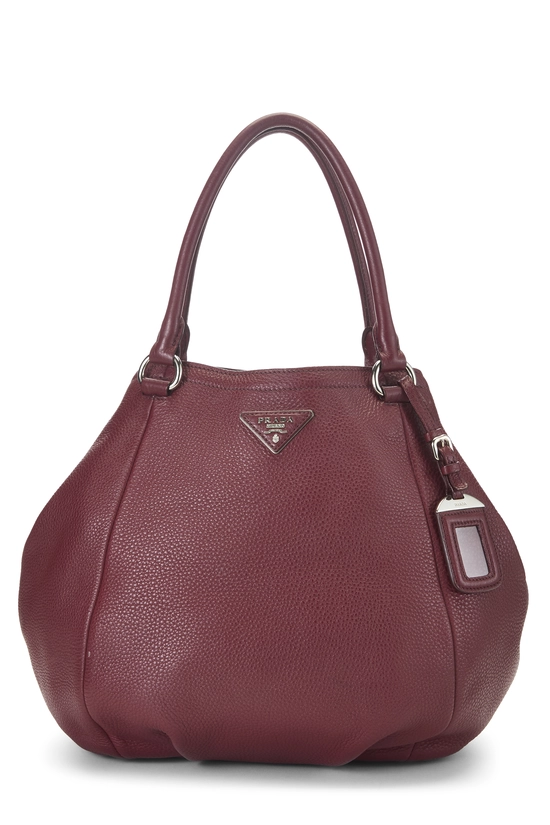 Burgundy Vitello Daino Sacca 2 Manici, , large image number 0