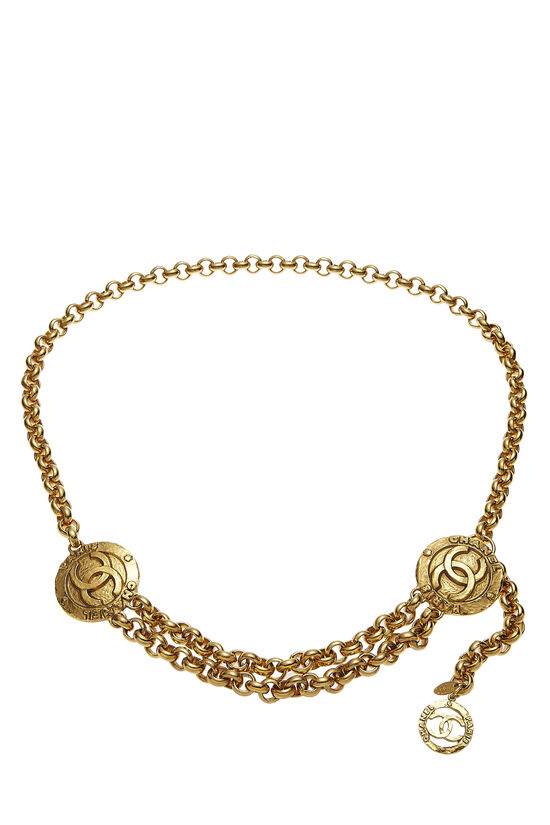 Gold 'CC' Medallion Chain Belt 2, , large image number 0