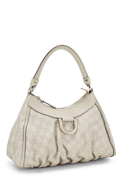 White Guccissima D-Ring Abbey Shoulder Bag Small, , large