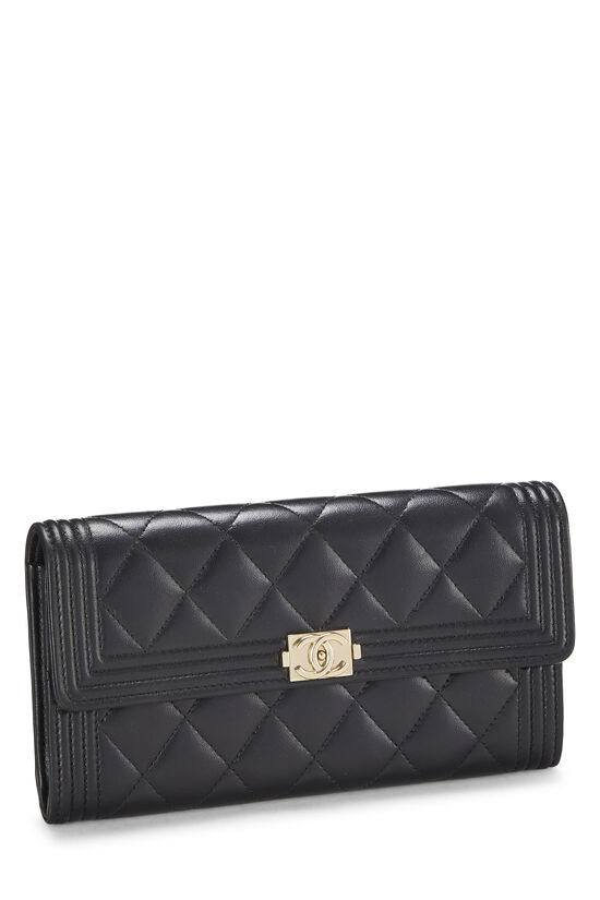 Chanel - Black Quilted Lambskin Boy Wallet