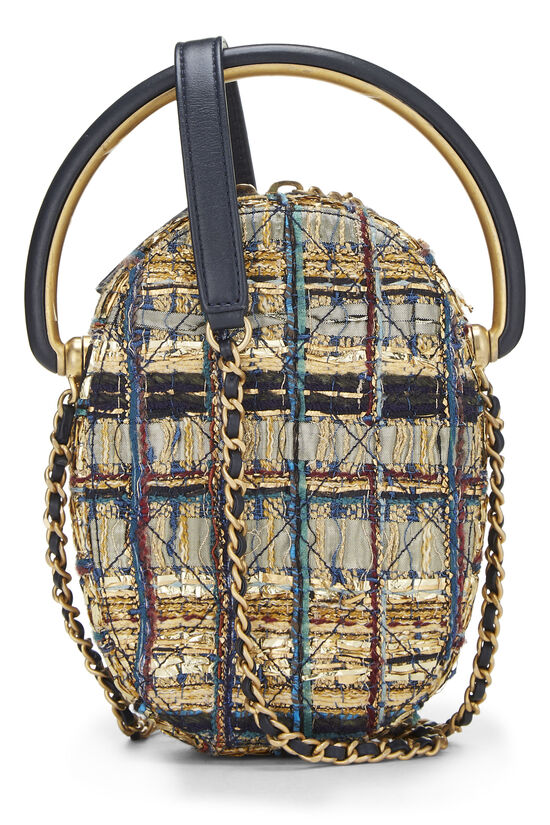 Paris-Egypt Metallic Gold Tweed Oval Bag, , large image number 3
