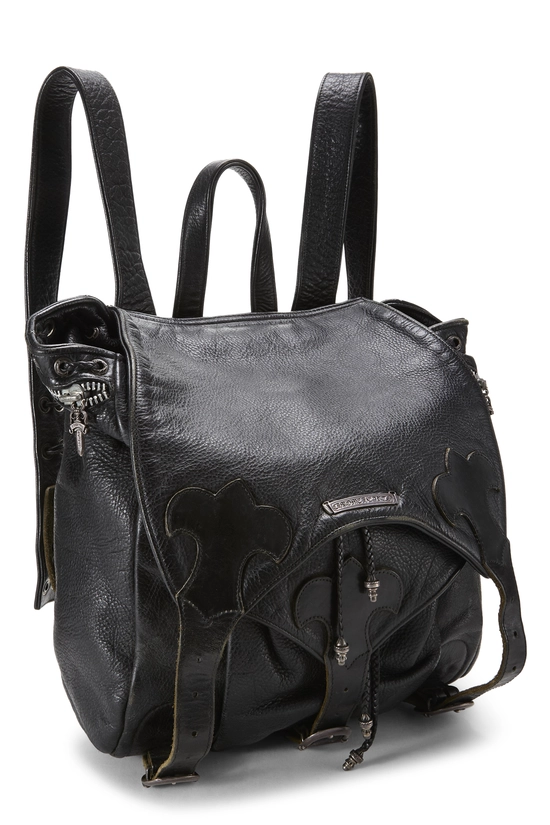 Black Leather Fleur Gunslinger Backpack, , large image number 1