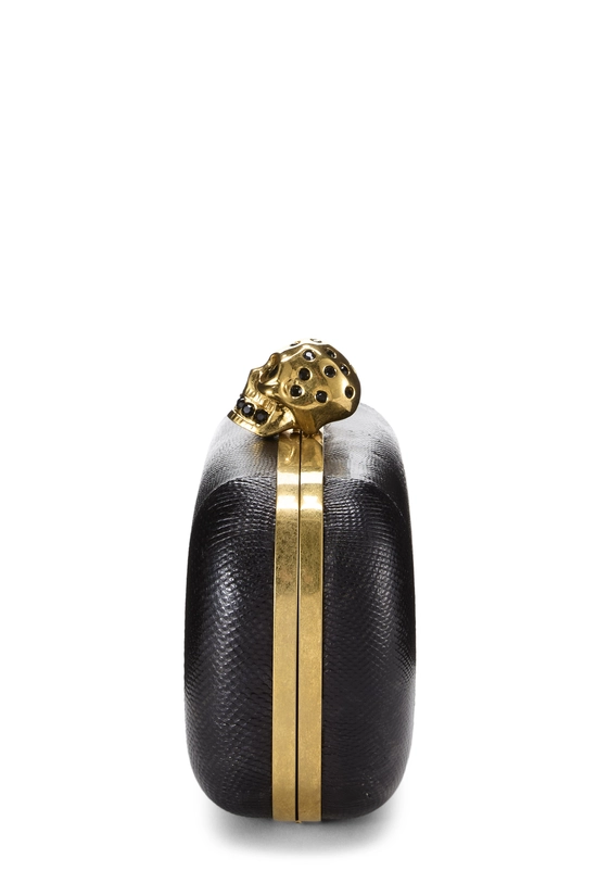 Black Leather Skull Box Clutch, , large image number 2