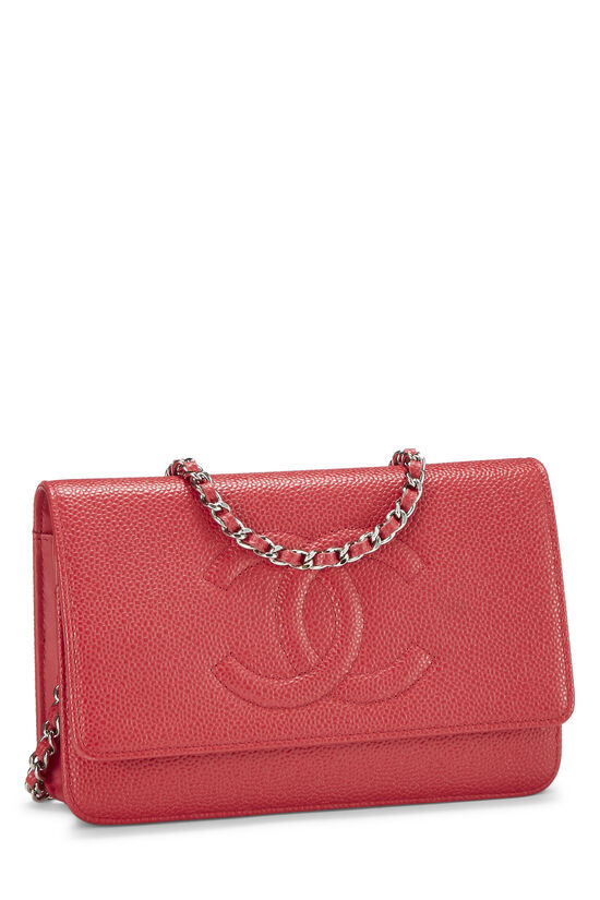 Chanel Red Caviar Timeless CC Wallet on Chain (WOC) Q6BATM0FRB028